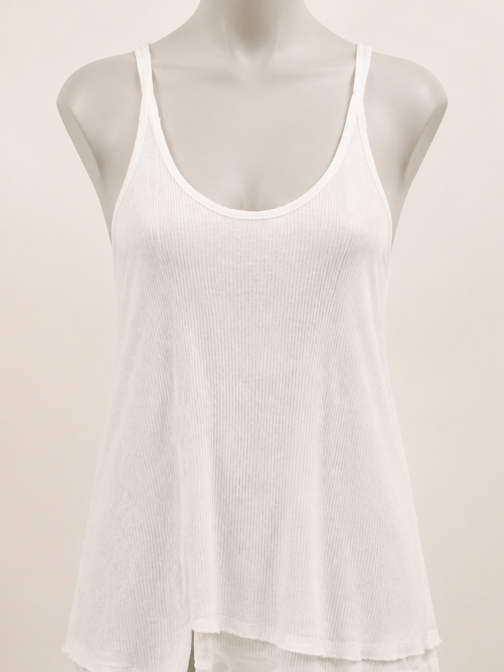 Brochu Walker White Ribbed Scoop Tank